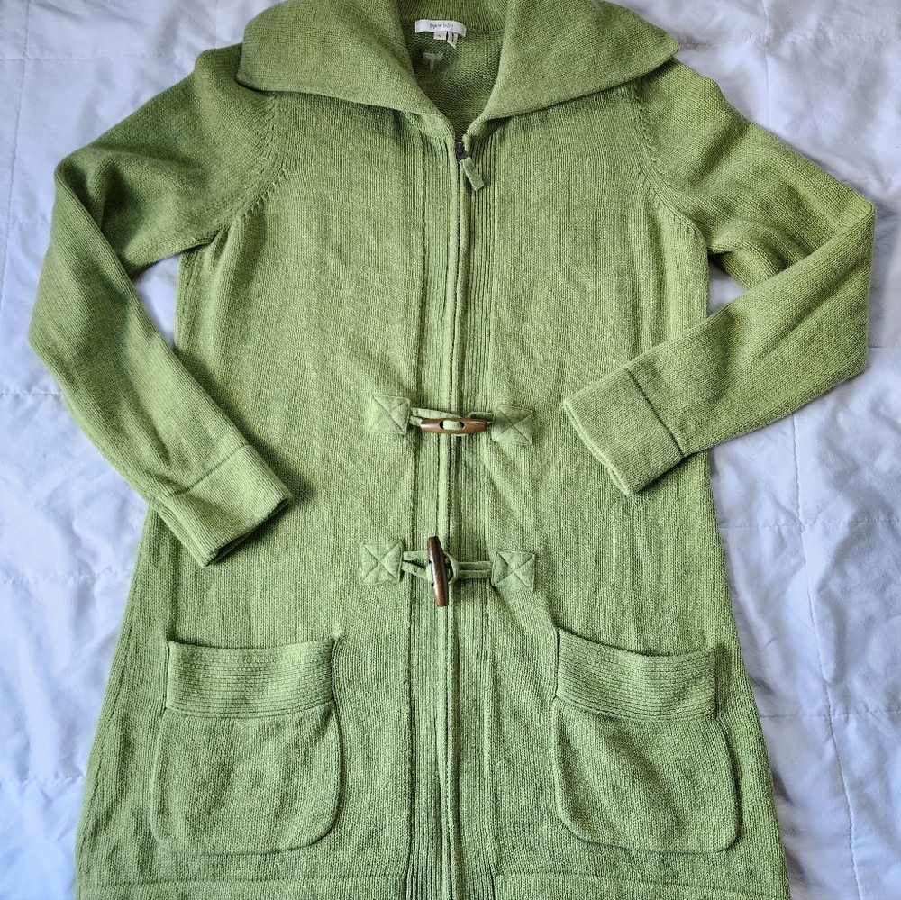 Tyler Boe Cotton Wool Blend Long Line Zipper Front Cardigan Sweater - Picture 11 of 16